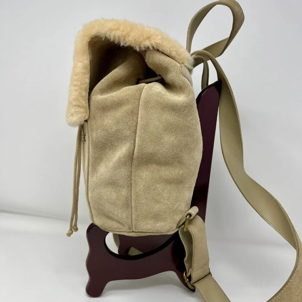 UGG Australia Suede Shearlling Mini Drawstring Backpack.